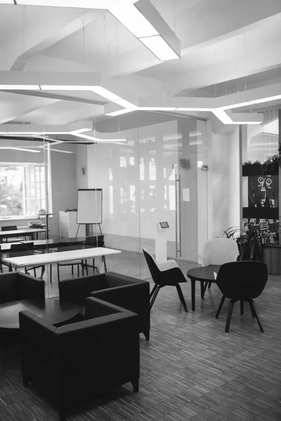 A bright, open office space.